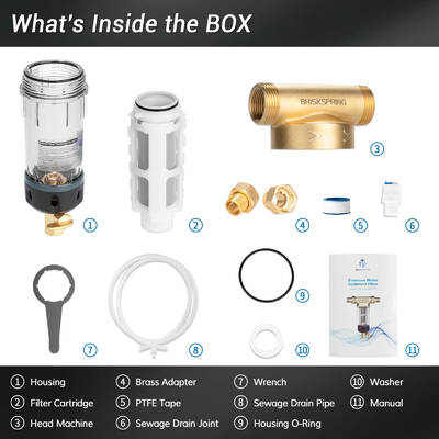 Wysokiej klasy filtr osadów z płukaniem zwrotnym, wielokrotnego użytku, z dwustronnym skrobakiem do głębokiego czyszczenia, do użytku w całym domu