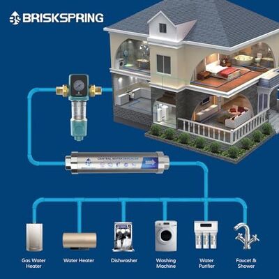 BriskSpring SQ550B-BS 5 T/H Automatyczny filtr wstępny do całego domu z syfonem i płukaniem zwrotnym z mediami MSAP+CASO3+KDF55