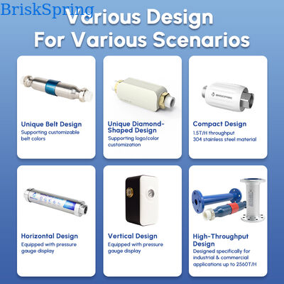 Salt Free Whole House Water Descaler with Integrated Pressure Gauge Physical Scale Inhibitor for Inline Plumbing