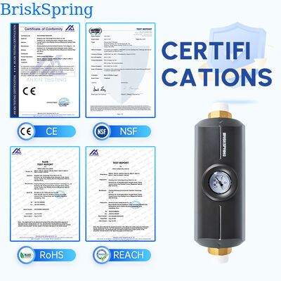 Salt Free Whole House Water Descaler with Integrated Pressure Gauge Inline Physical Scale Inhibitor for Hard Water