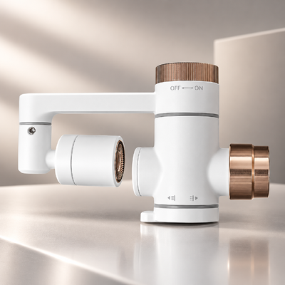 Filtr do kranu z mikrobąbelkami i nanobąbelkami w kolorze Rose Gold z obrotowym wylotem 360° i wymiennym wkładem